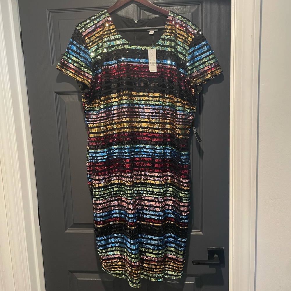 NWT New York & Co Multicolored Sequins Cocktail Holiday Party Dress